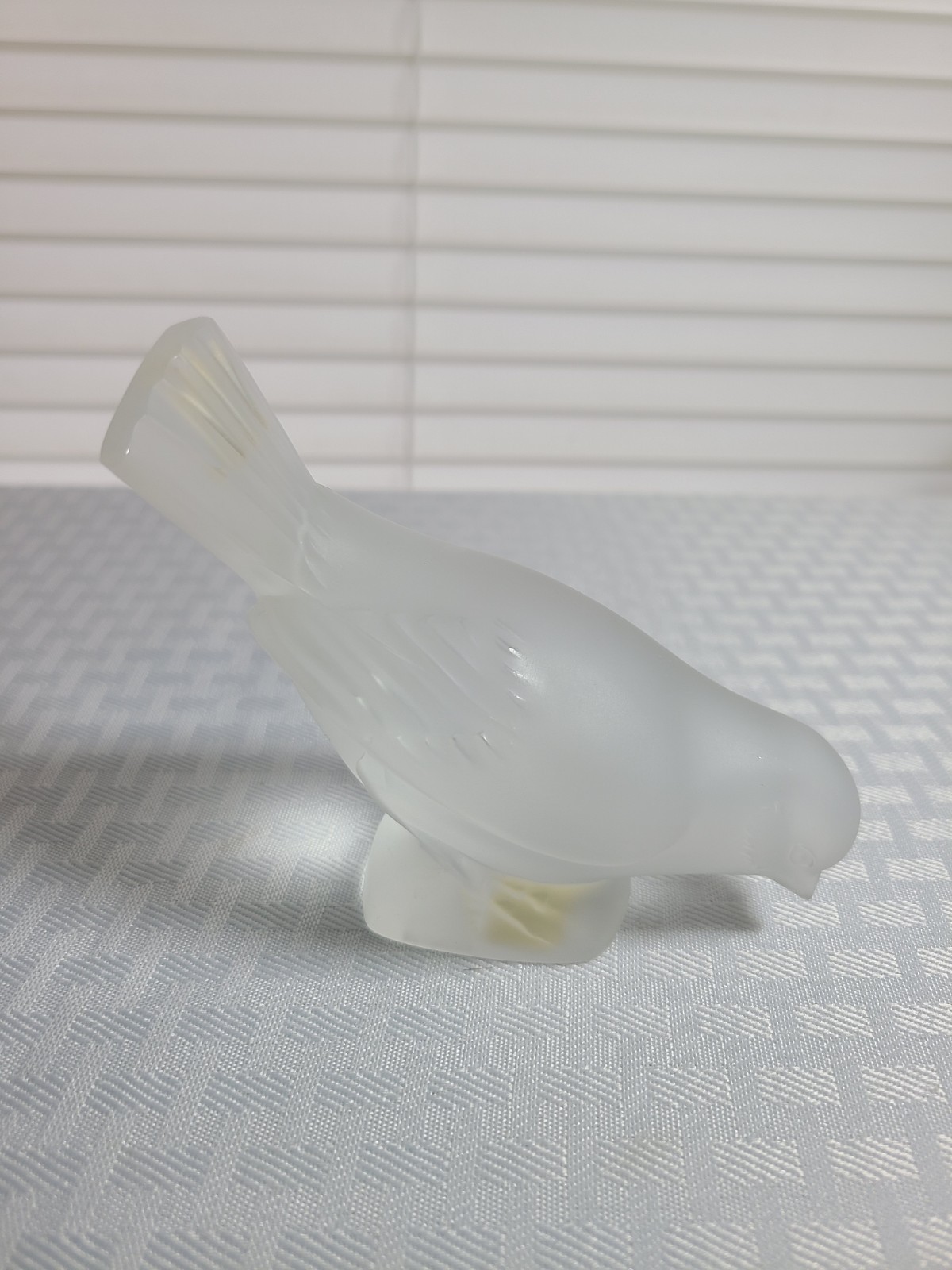 Vintage Lalique France Crystal Frosted Bird Figurine. Hand signed.