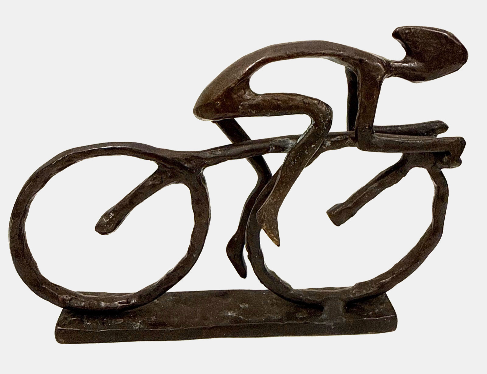 Bronze Sculpture Cyclist Abstract Lost Wax Bicycle Racer Cycling Bike Signed