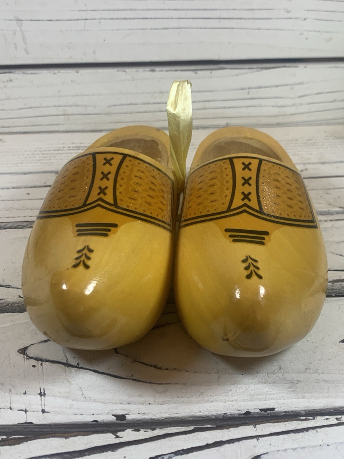 Vintage Dutch Clogs Holland Carved & Painted Wooden Shoes 22cm