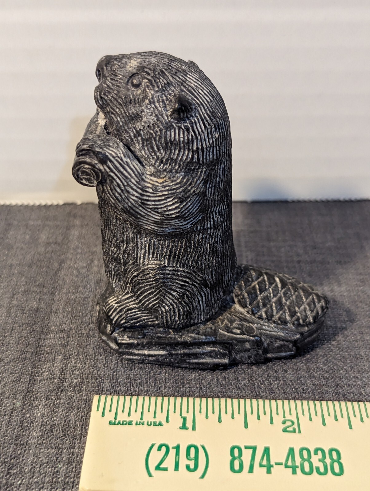 Vtg. 1970s Wolf Original Hand Carved Soapstone Beaver Figurine. Made In Canada.