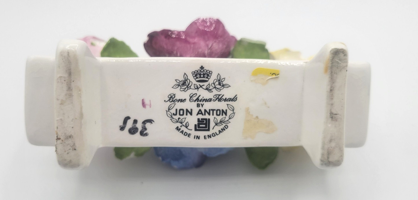 JON ANTON BONE CHINA FLORAL ARTWORK FLOWER BED IN BLOOM 5″ X 3″