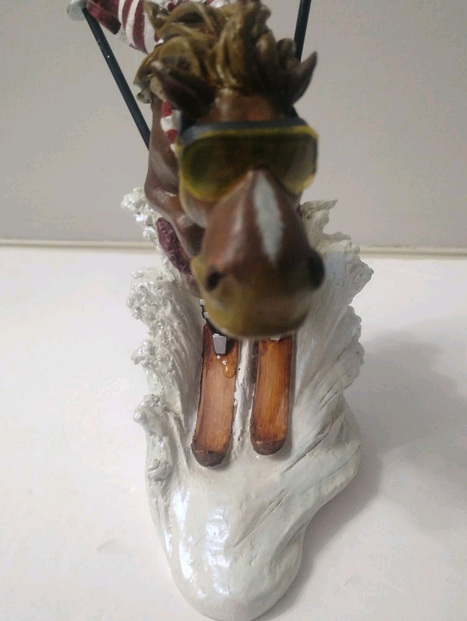 Rare Montana Silversmiths Elmer Skiing Horse Figurine Christmas AS IS Decor