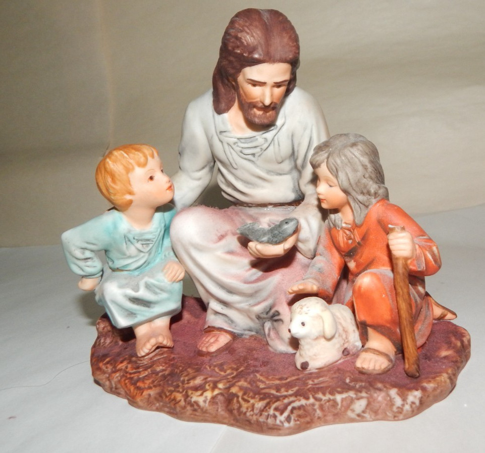 1983 HOMCO Jesus the Fisherman MASTERPIECE PORCELAIN Figurine Children Fish READ