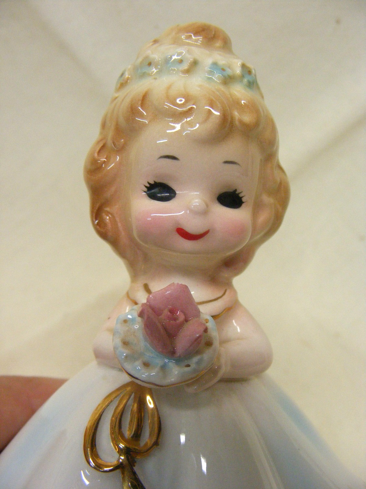 Original by Josef Porcelain Lady Figurine w Hand Bouquet Wedding Day