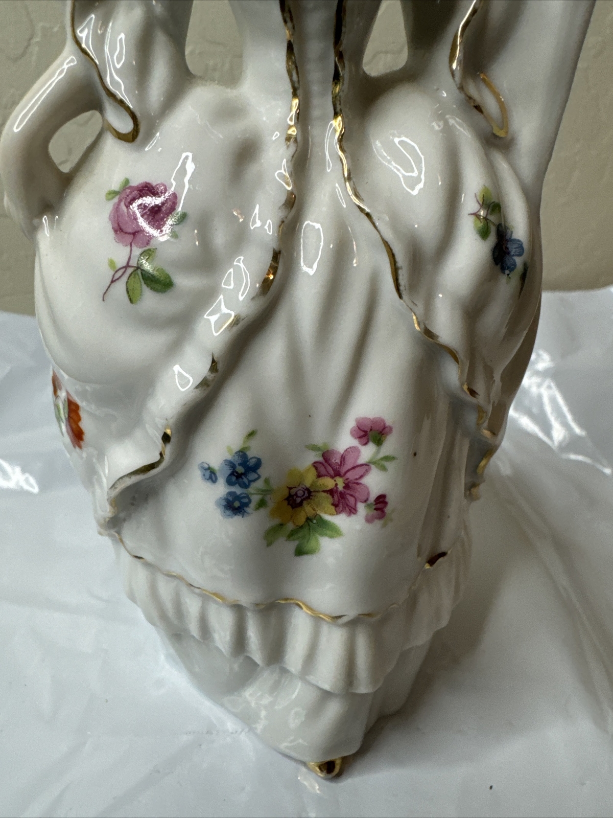 Porcelain Figurine, Victorian Lady with Bird, 7 1/4″ Japan