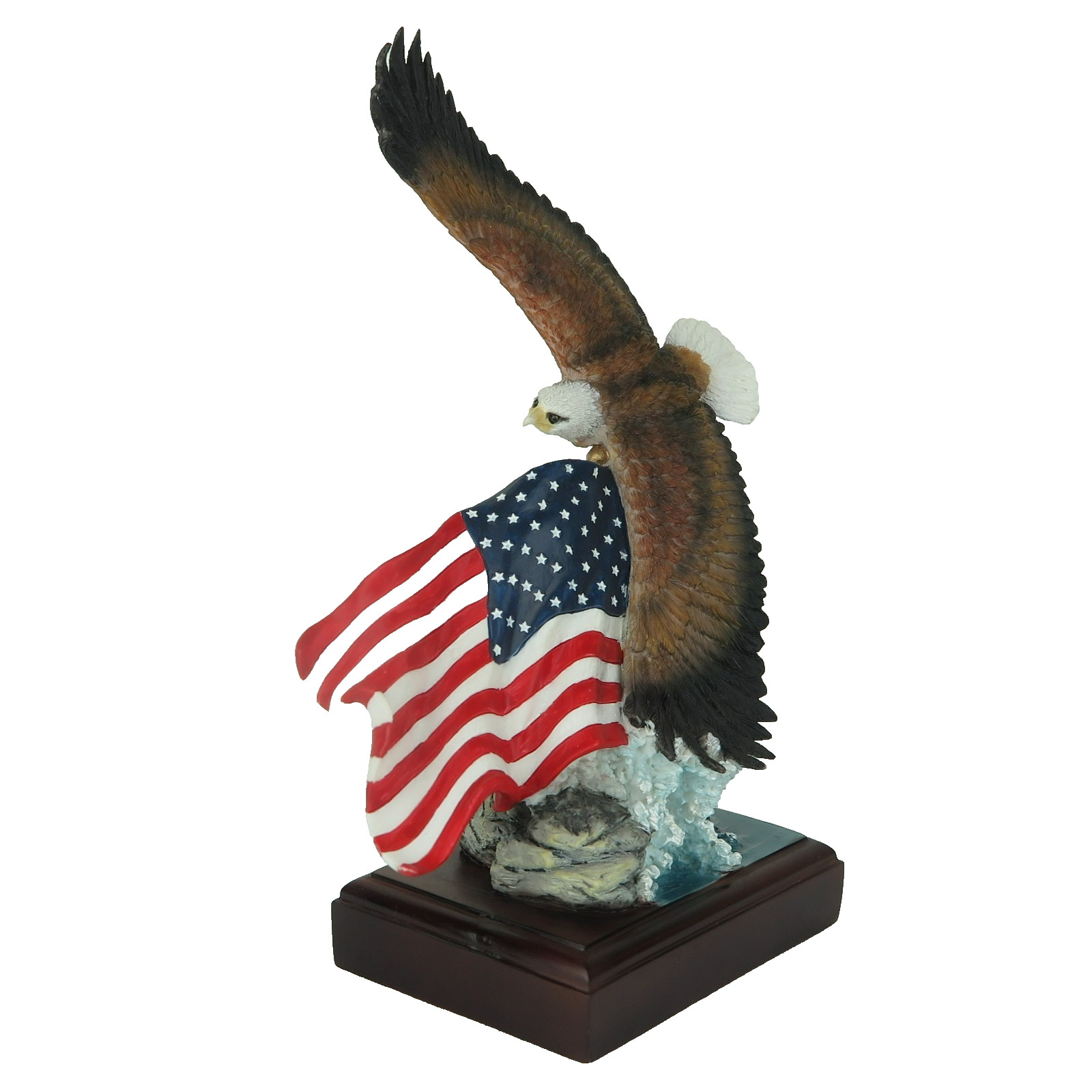 Bald Eagle & Flag American Pride – Detailed Figurine Miniature 8.5″H New in Box
