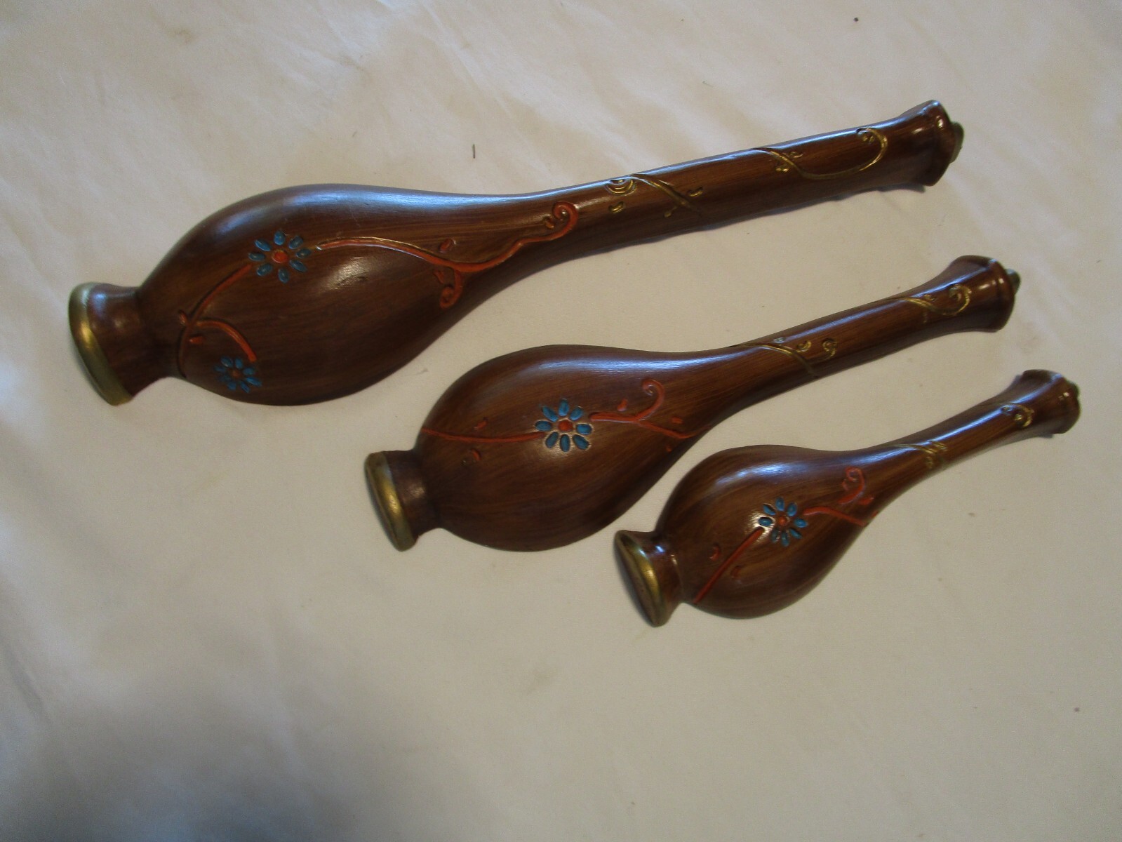 Vintage MCM Chalkware Plaster Wall art 3-Genie Bottles Daisy decor 1960’s 19” T