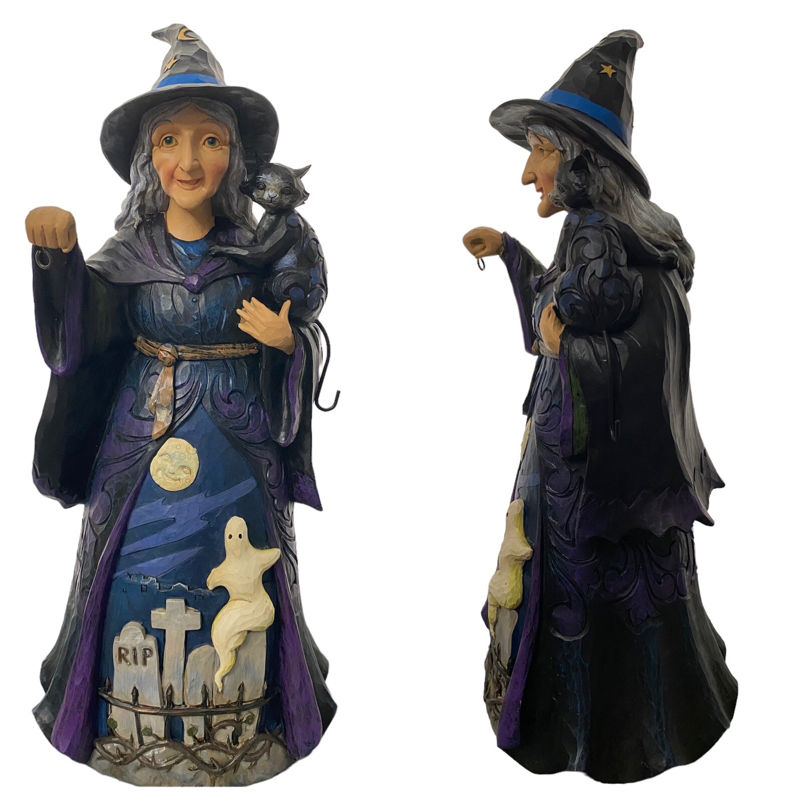 Jim Shore Lighted Halloween Witch with Cat 20in Enesco Discontinued 2018 6003366
