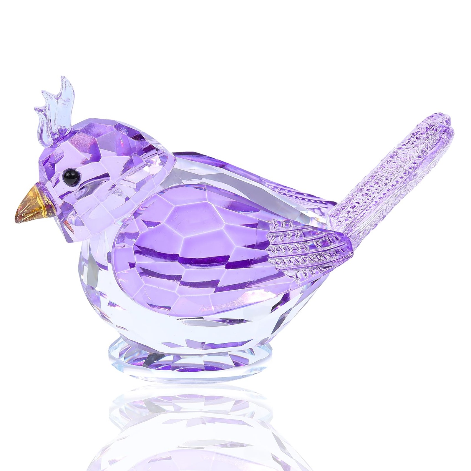 Crystal Bird Figurine K9 Crystal Purple 8.5x5cm – Perfect Gift for Home Decor