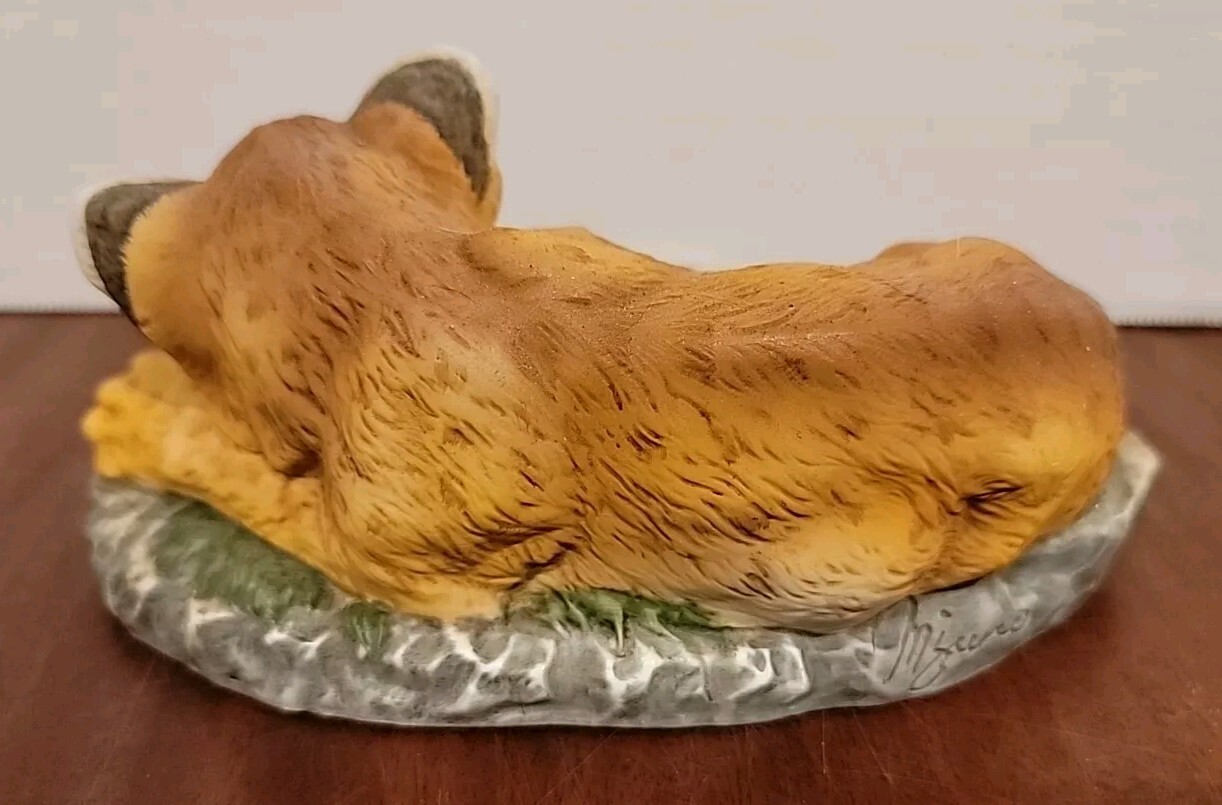 Vintage Homco Cheetah Cub and Turtle Masterpiece Porcelain Figurine 1985
