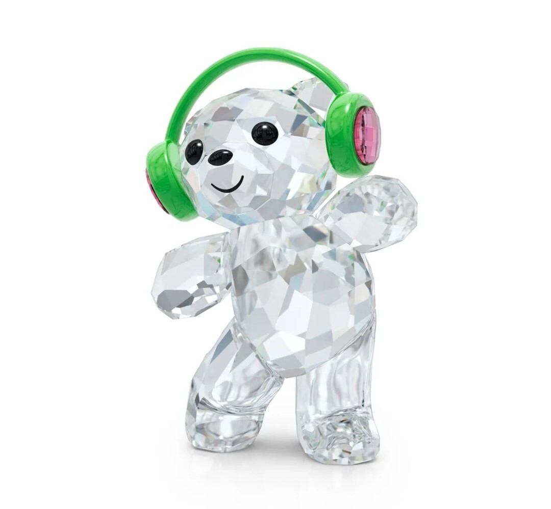 🎵 Swarovski Crystal 2022 L.E., “Just Dance” Kris Bear Figurine, Headphones, NIB