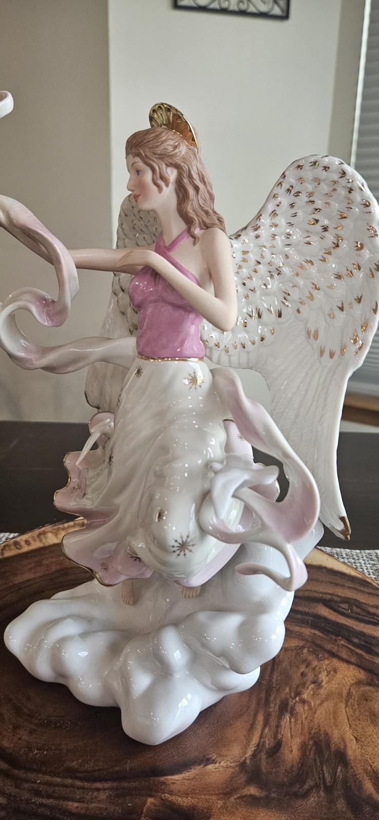 LENOX HEAVEN’S MESSENGER OF PEACE ANGEL FIGURIN Limited Edition 12.5” Gold Trim