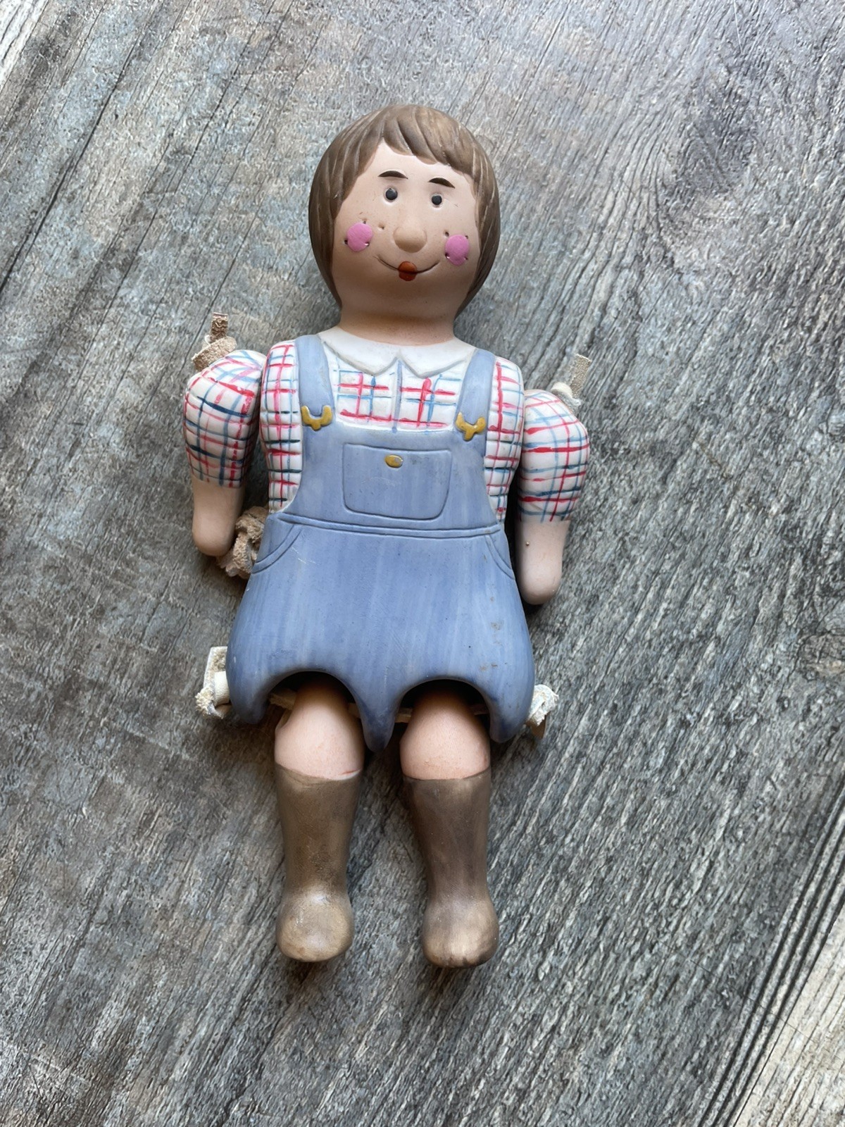 Ceramic Handpainted Rag Doll Articulated Limbs Ornament Grandma Core Vintage