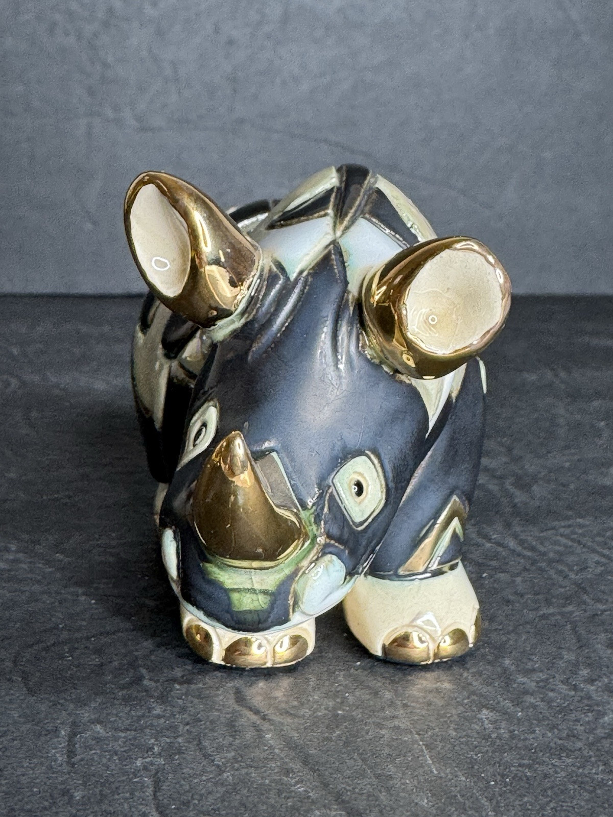 De Rosa Rinconada Rhino Figurine Silver Anniversary Platinum 24k Gold New Box