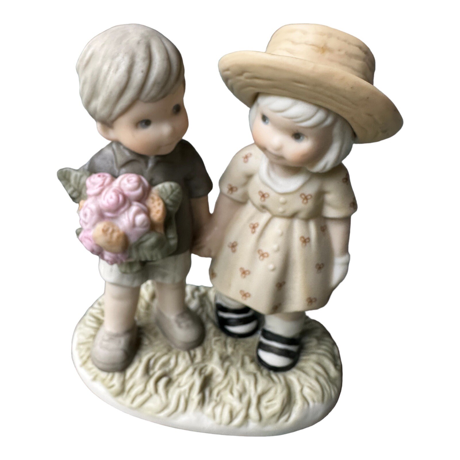 VTG 1999 Enesco Boy Girl 4 Inch Figurine Momma Love Never Ends Flower 630012