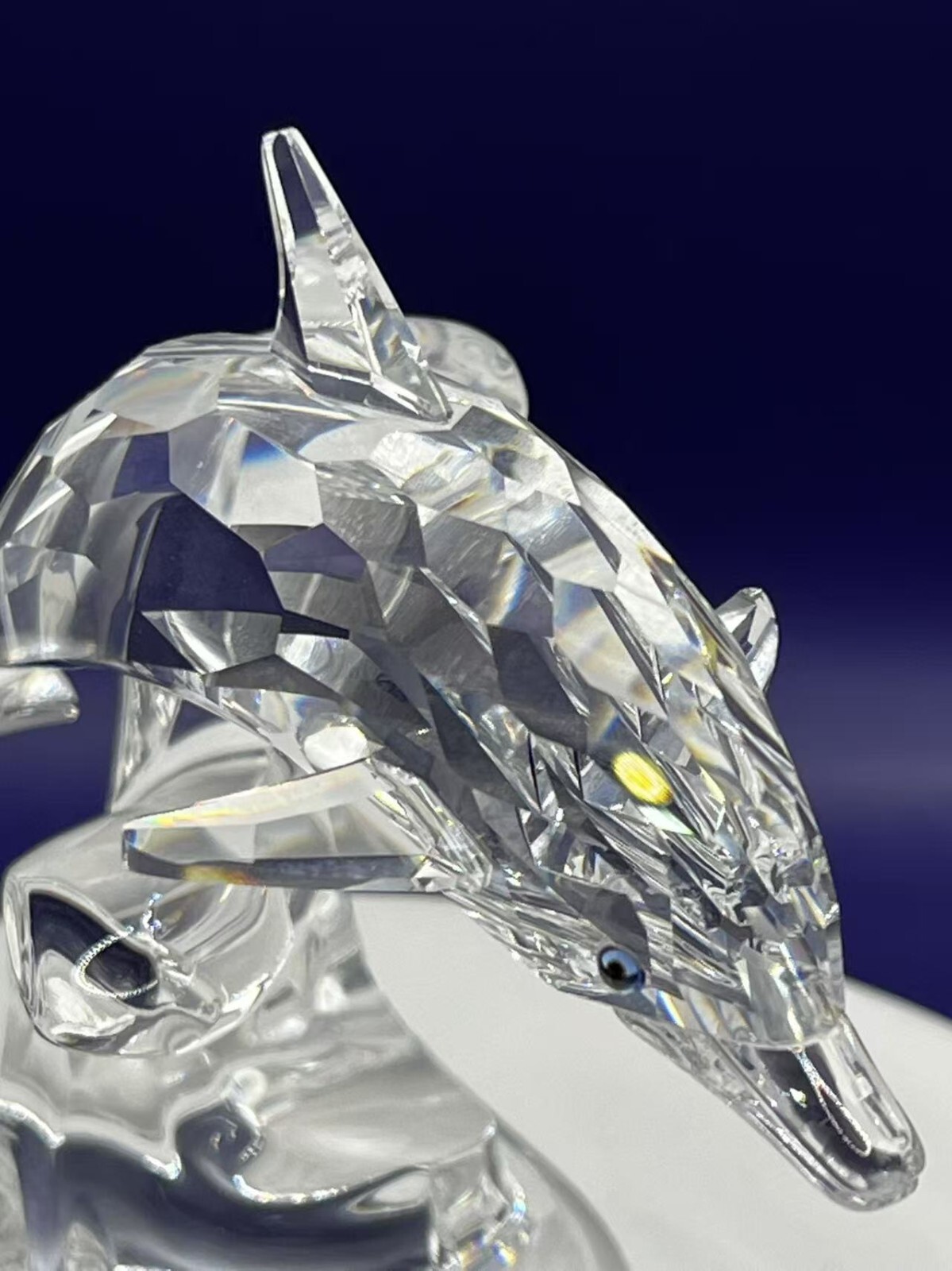 Swarovski Crystal Figurine Dolphin On Wave #190365 w/box Retired 3.7in Tall