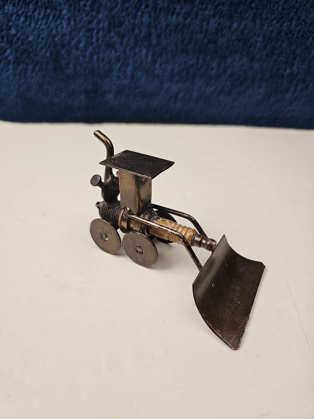 Handmade Vintage Folk Art Tractor Metal Sculpture Recycle Spark Plug 4×2.5 Inch
