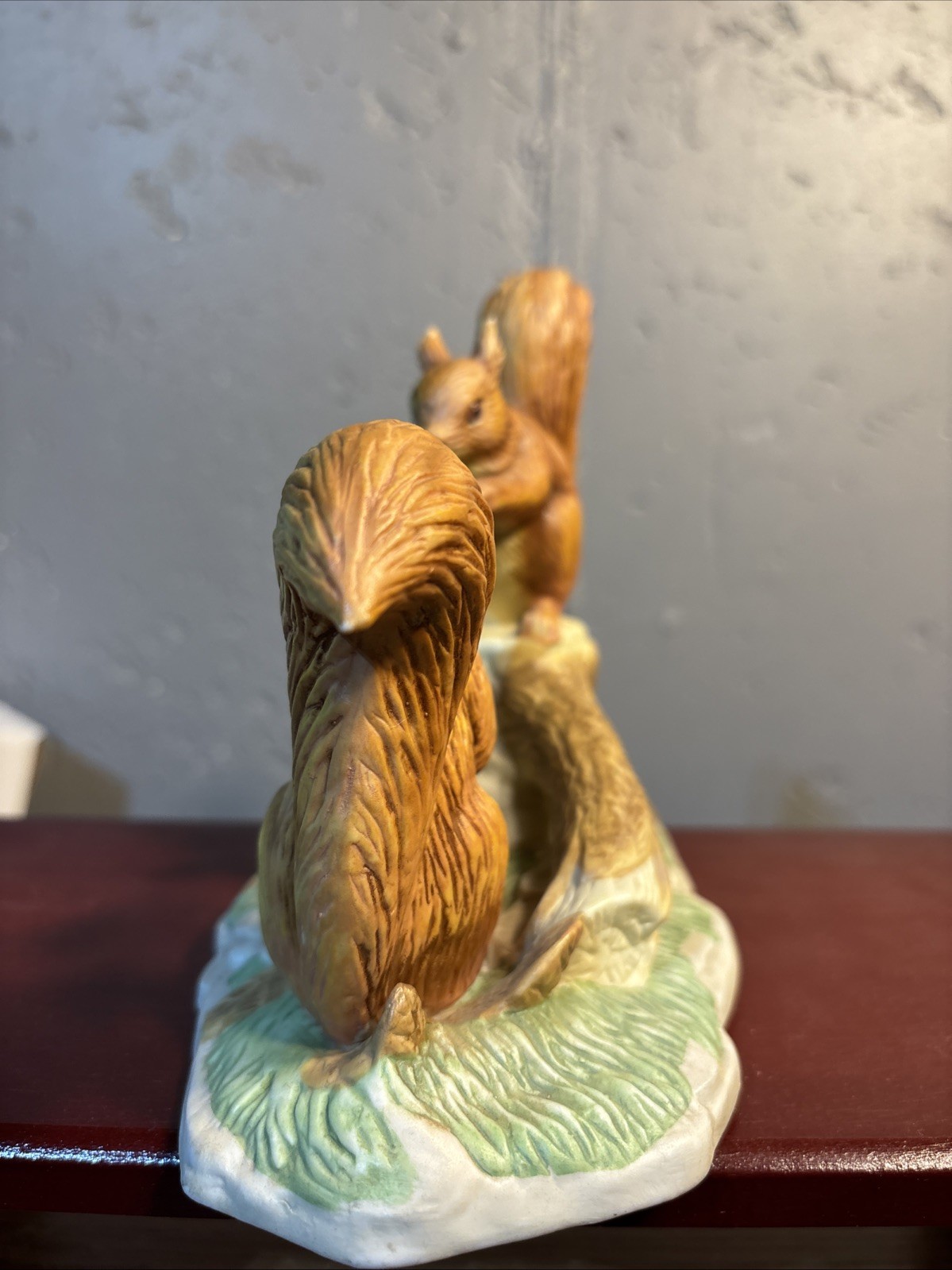 Two Squirrels Gathering Nuts One Squirrel On A Tree Stump