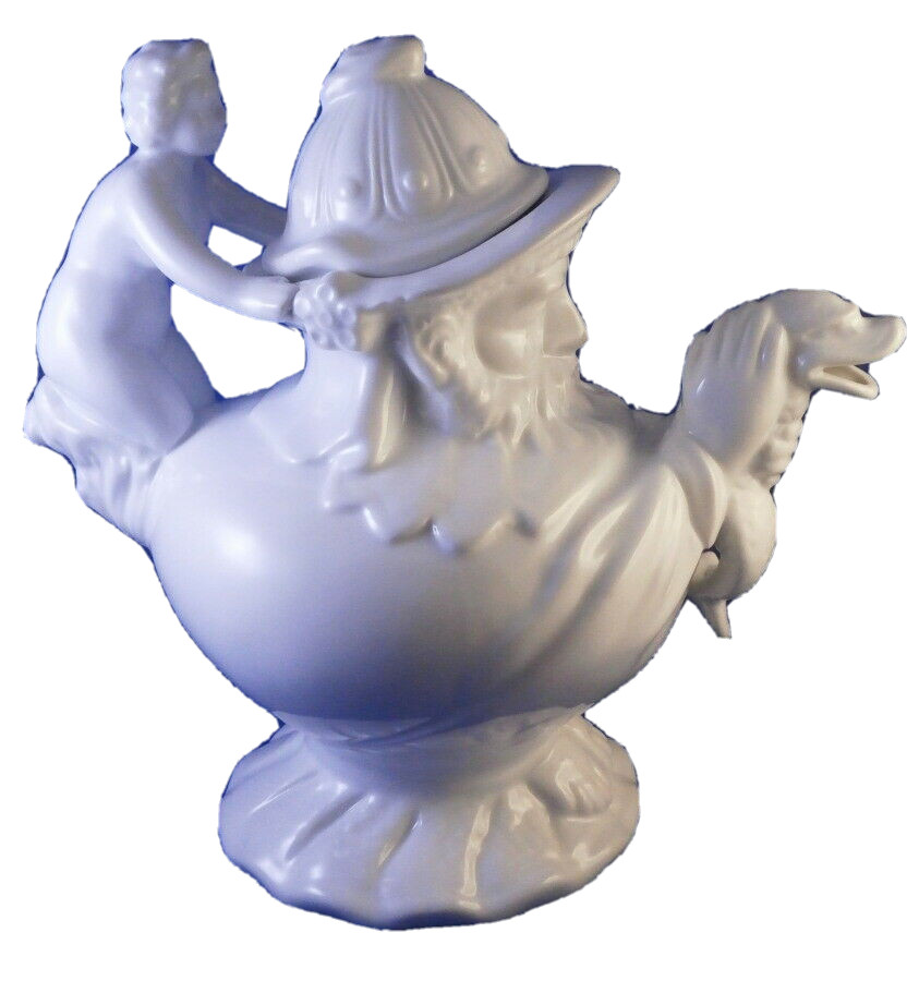 Unknown Porcelain Figural Nude Lady & Man holding Fish Teapot Porzellan Teekanne