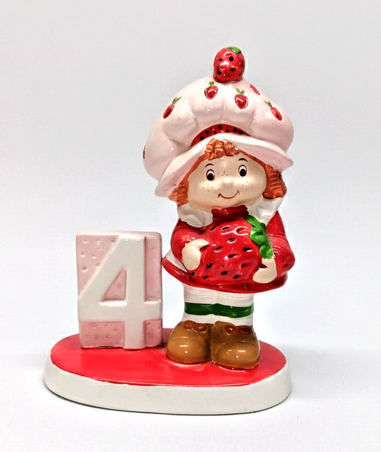Vintage 1983 Strawberry Shortcake 4th Birthday Ceramic Figurine Number 4 80s Toy