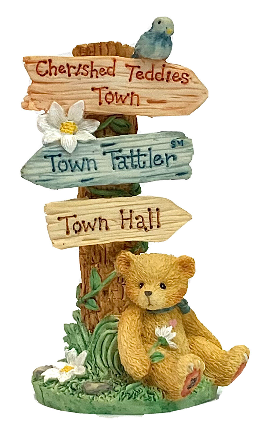 Cherished Teddies “Town Tattler Signage” 1995 Street Sign – CRT109 Enesco