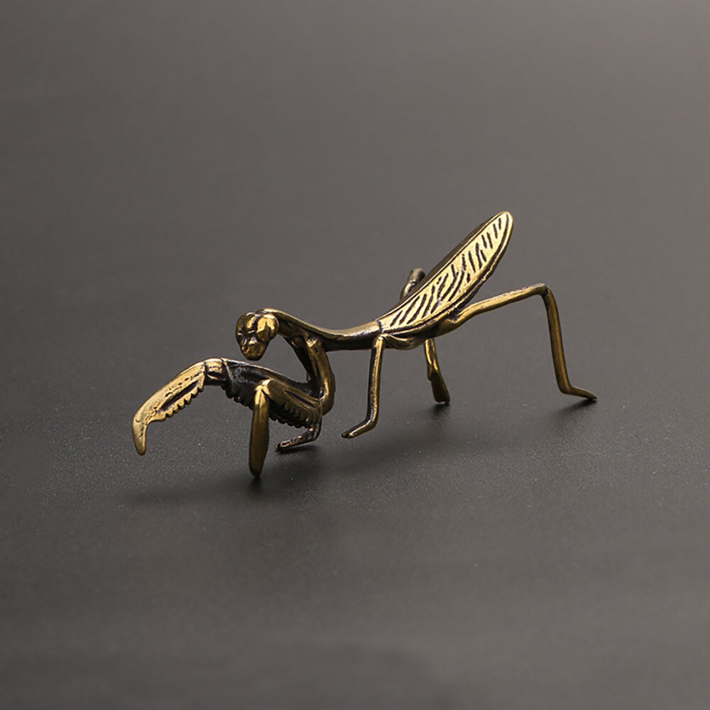 Brass Praying Mantis Figurine Small Statue House Ornament Animal Figurines Decor