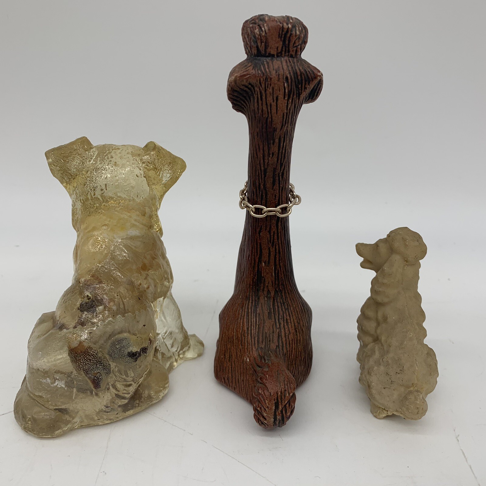 9 pc. VTG 1950s MCM Labrador & Poodle Dog Figurines – Ceramic Resin & Wood