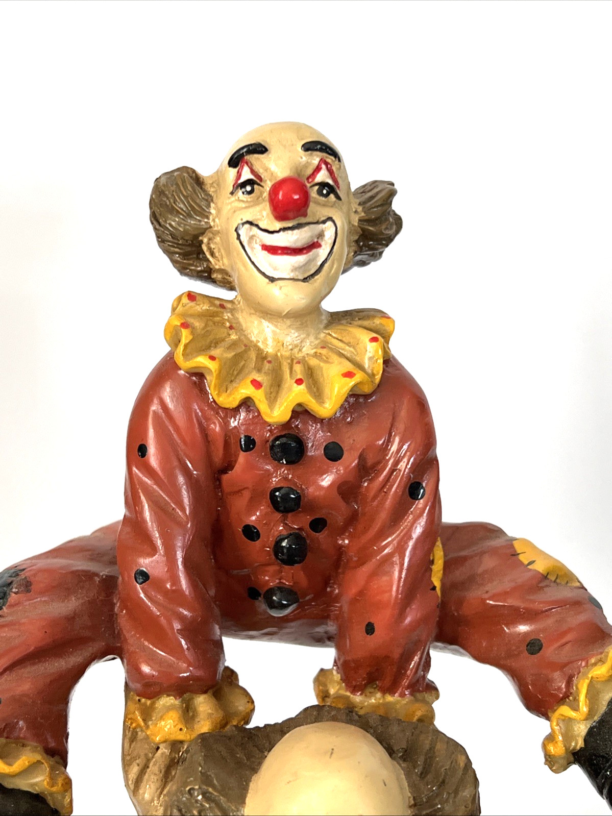Vintage Happy Stacking Funny Circus Clowns Resin 10 1/2″ Tall Sculpture TST