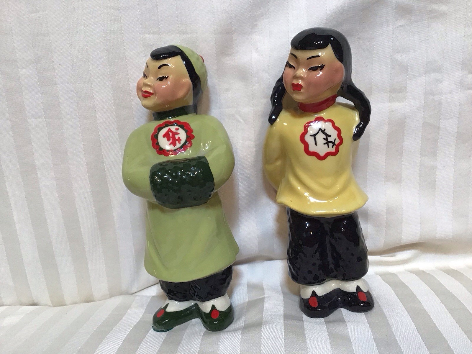 Vintage Mid-century Modern Ceramic Arts Studio “Oriental Boy And Girl” Figurines