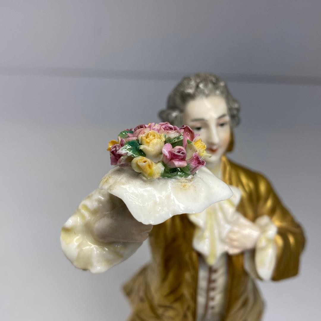 Antique Dresden Porcelain Figurine Doll Gentleman Height 8.4inch