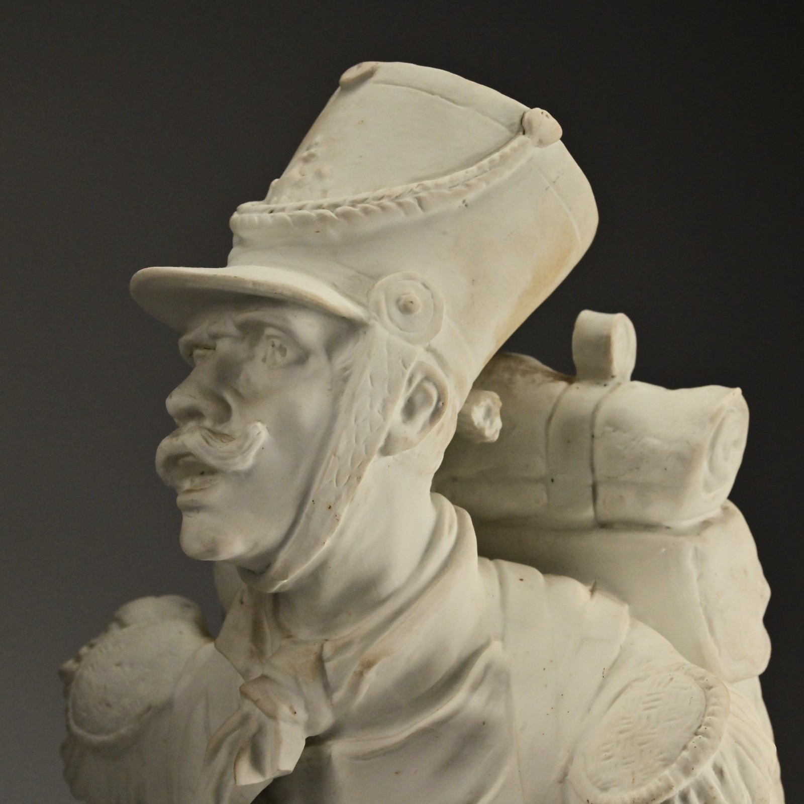 GEORGES FLAMAND Antique Original Vintage Signed Ceramic Bisque Sculpture Statue