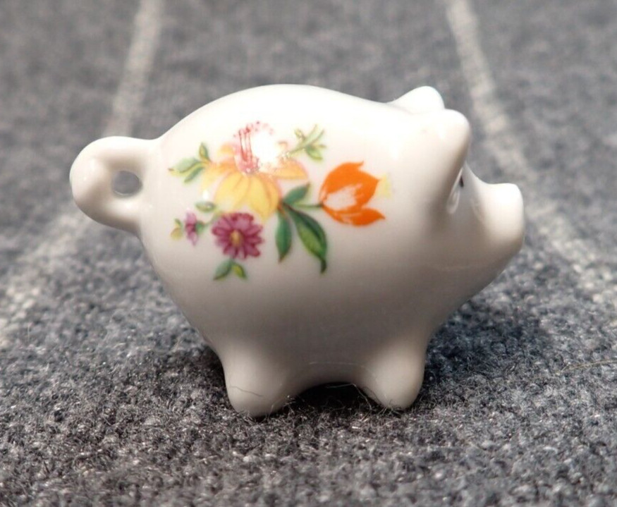 Porcelain Floral Bouquet Pig Reutter Germany Miniature 1.75 inch x 1 inch