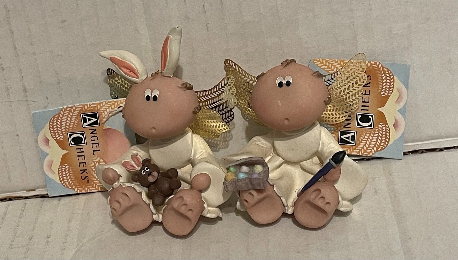 2001 Russ Angel Cheeks Pair Angels Bunnies Bears Kirk’s Kritters New With Tags