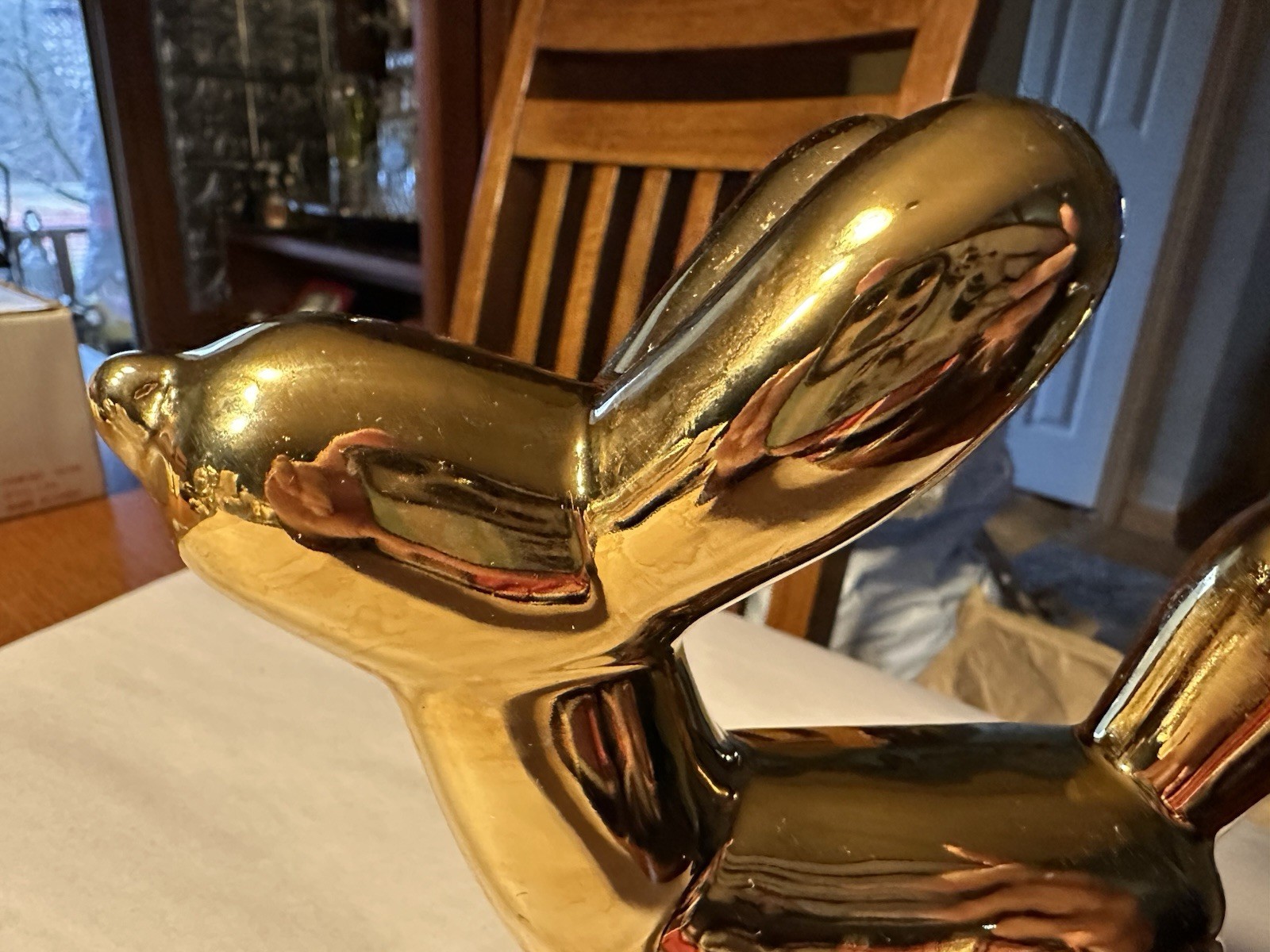 Ceramic Gold Colored Balloon Dog Design Figurine 6.5″ Wide × 6.5″ Tall