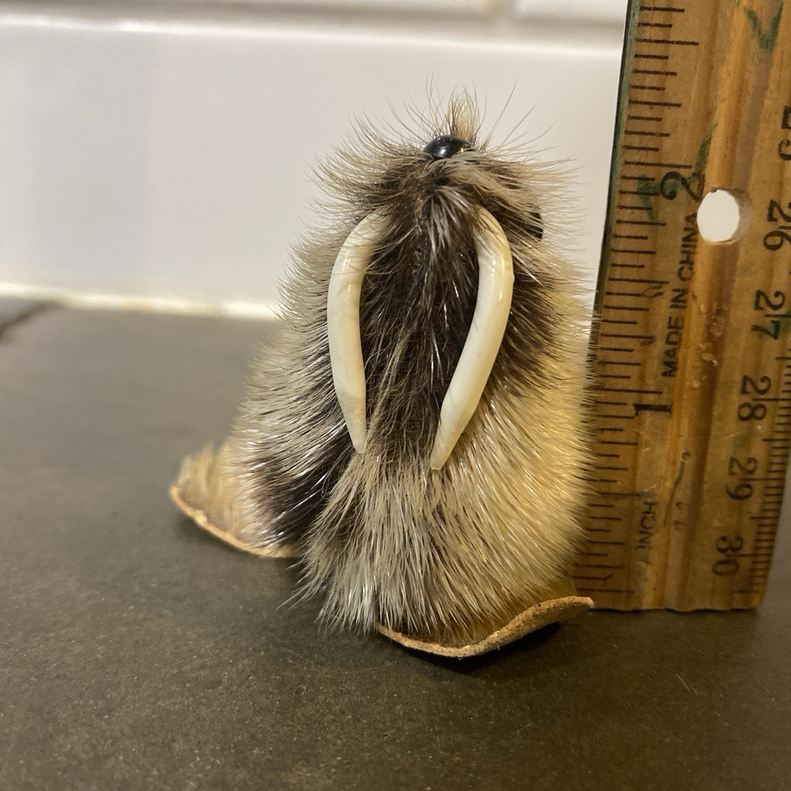 Fur and Leather Walrus Figurine