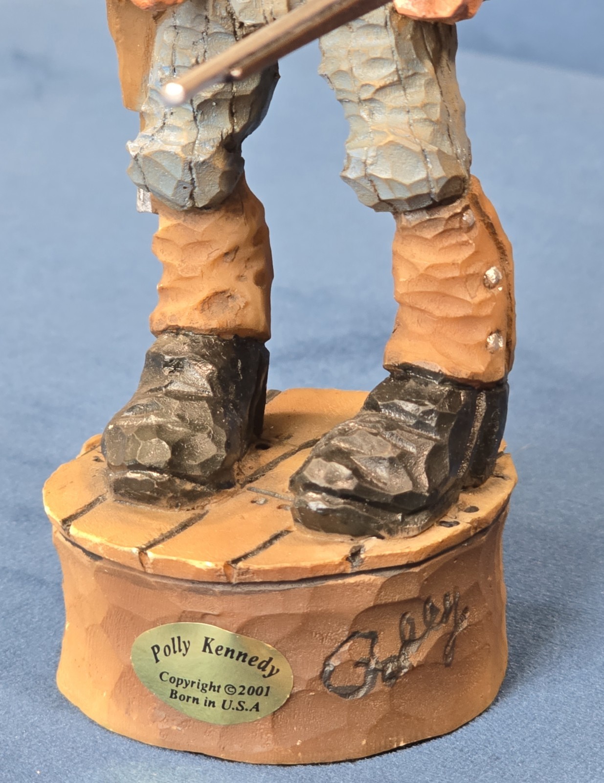 Vintage Polly Kennedy Wood Carving Cowboy Hand-carved Western Art American West