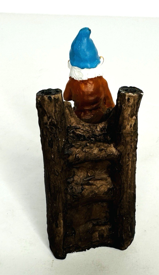 Miniature Gnome On Slide Old Man Figurine Whimsical Fairy Garden Potted Plant