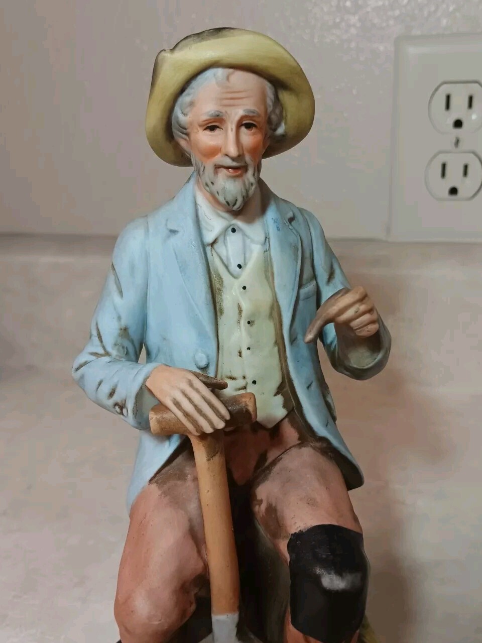 Pair HOMCO Porcelain Old Man Woman Figurines Peasant Harvest #1433 Farmers