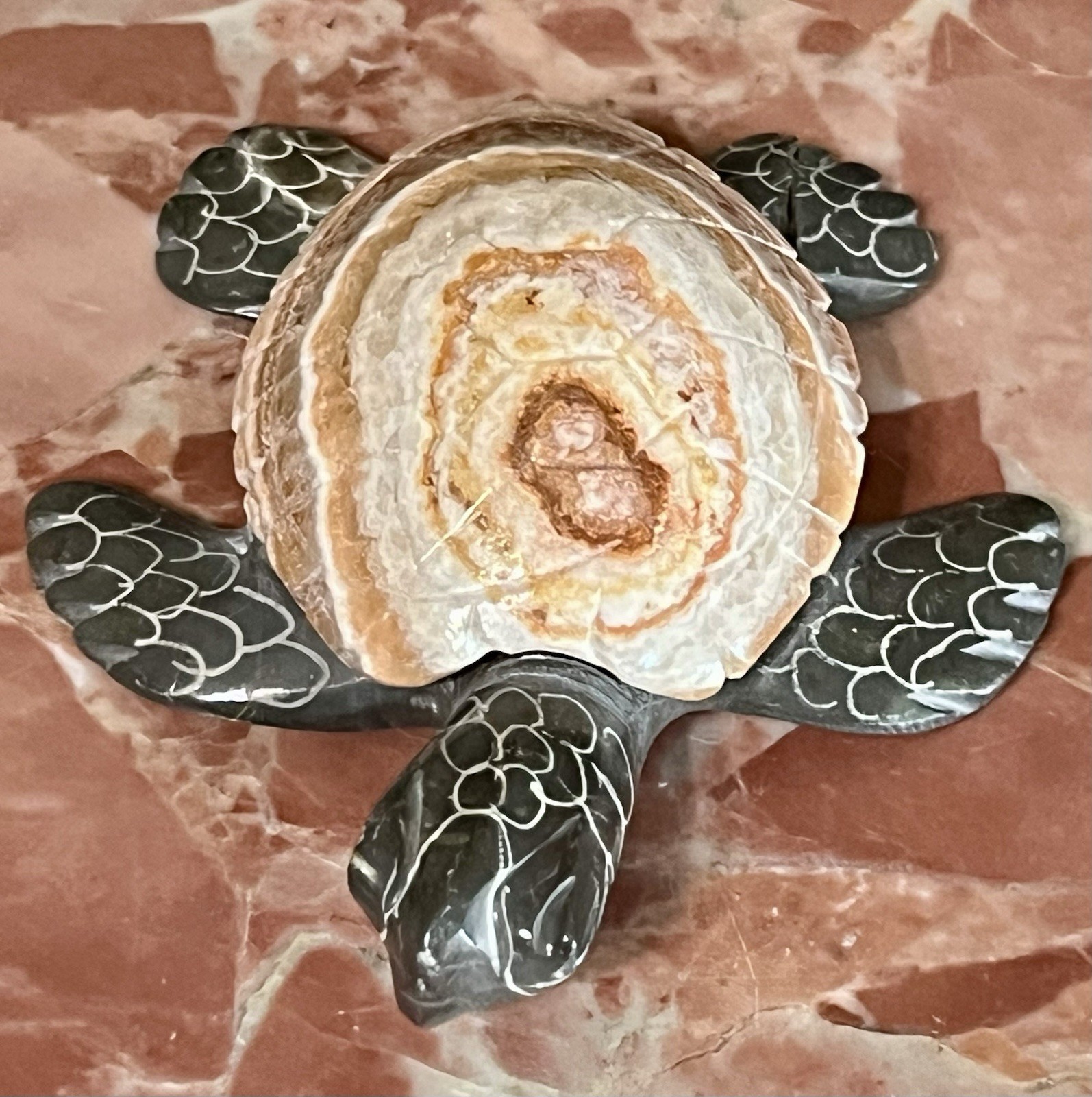 VTG Turtle Lot/3 Turtles Stone – Shell Turtle w/ Glasses Decorative 1”-2 1/2”