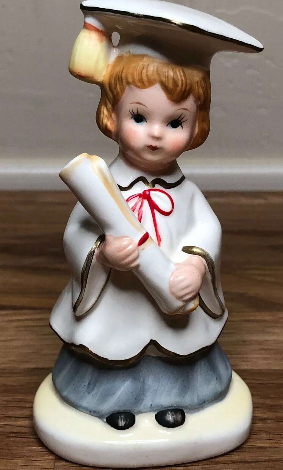 Lefton Graduate Girl Figurine Black Eyes 01798 Hand Painted New Vintage Cute