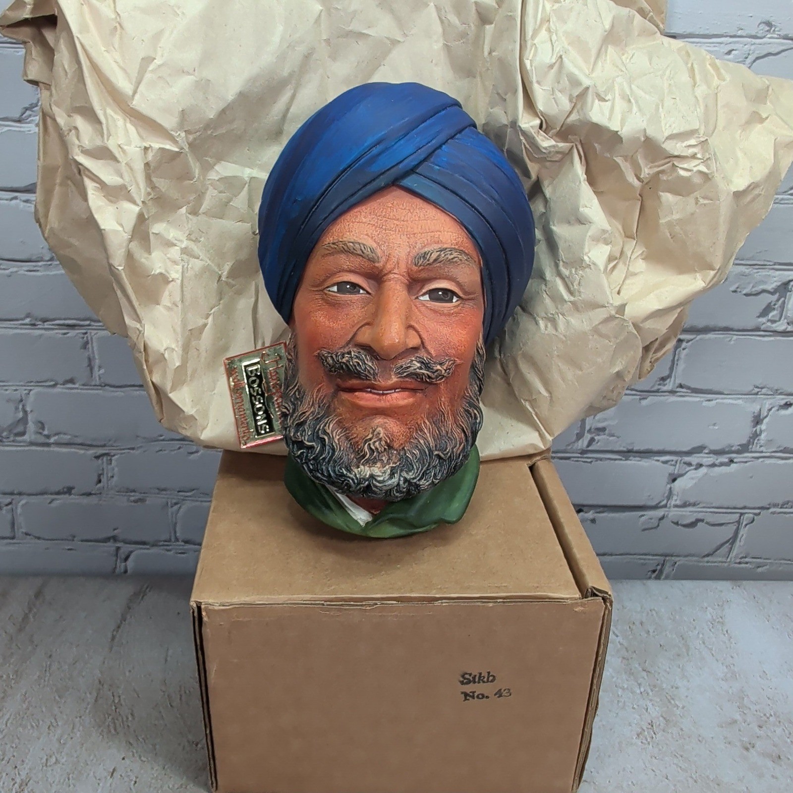 Bossons Sikh No 43 Wall Plaque Head Original Box Hand Painted England Vintage