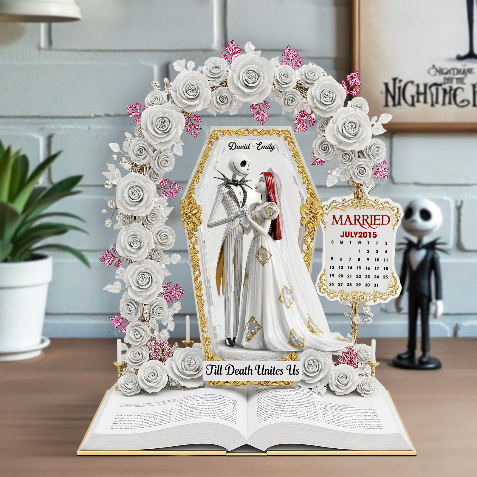Personalized Jack Sally Nightmares Couple Acrylic Plaque Wooden Block Decor Gift