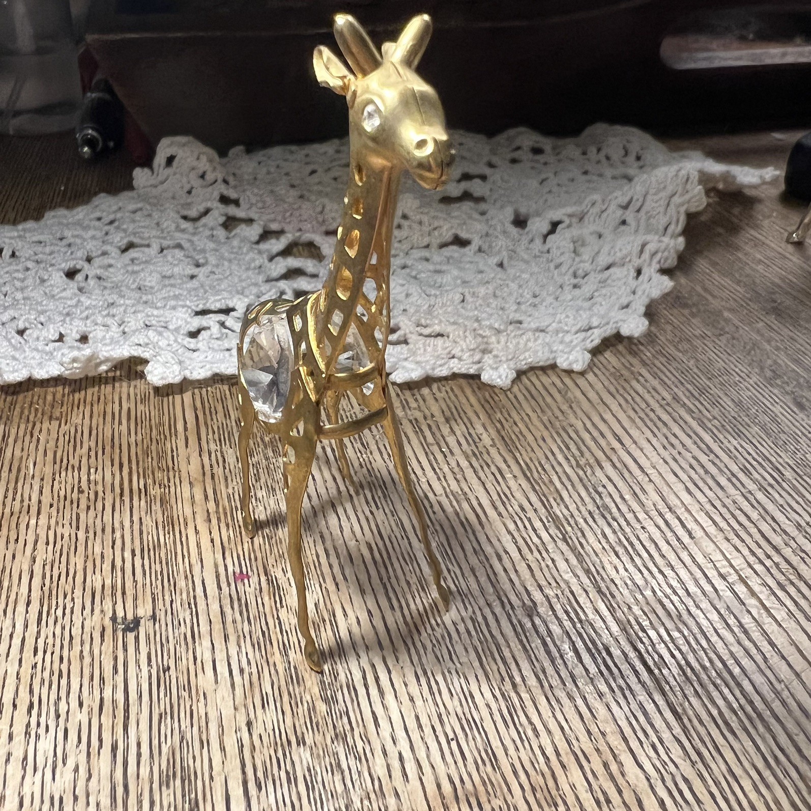 Matashi 24K Gold Plated w/Crystal Giraffe Animal/Trinket /Ornament Figurine Gift