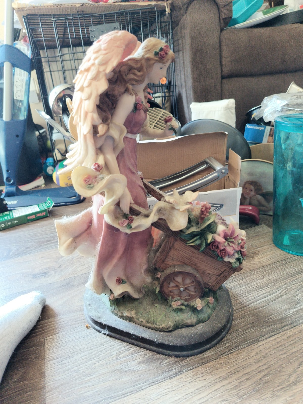 Montefiore Angelique Collection Angel Figurine Pink Dress Floral Resin Decor