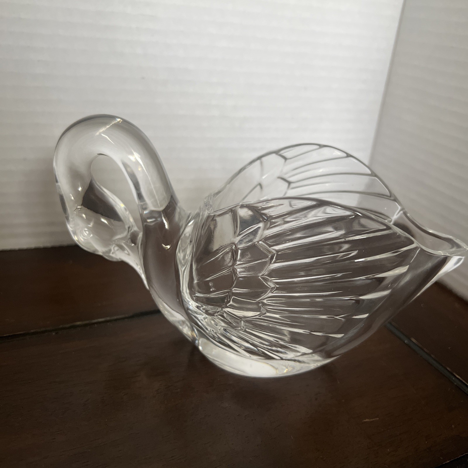 Crystal Glass Swan Figurine Trinket/Jewelry/Candy Dish VTG