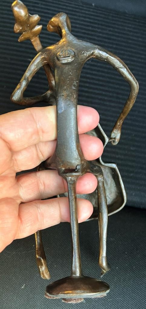 Cast Metal Bronze Art Sculpture Statue Figure Man Music Musician Cello Player