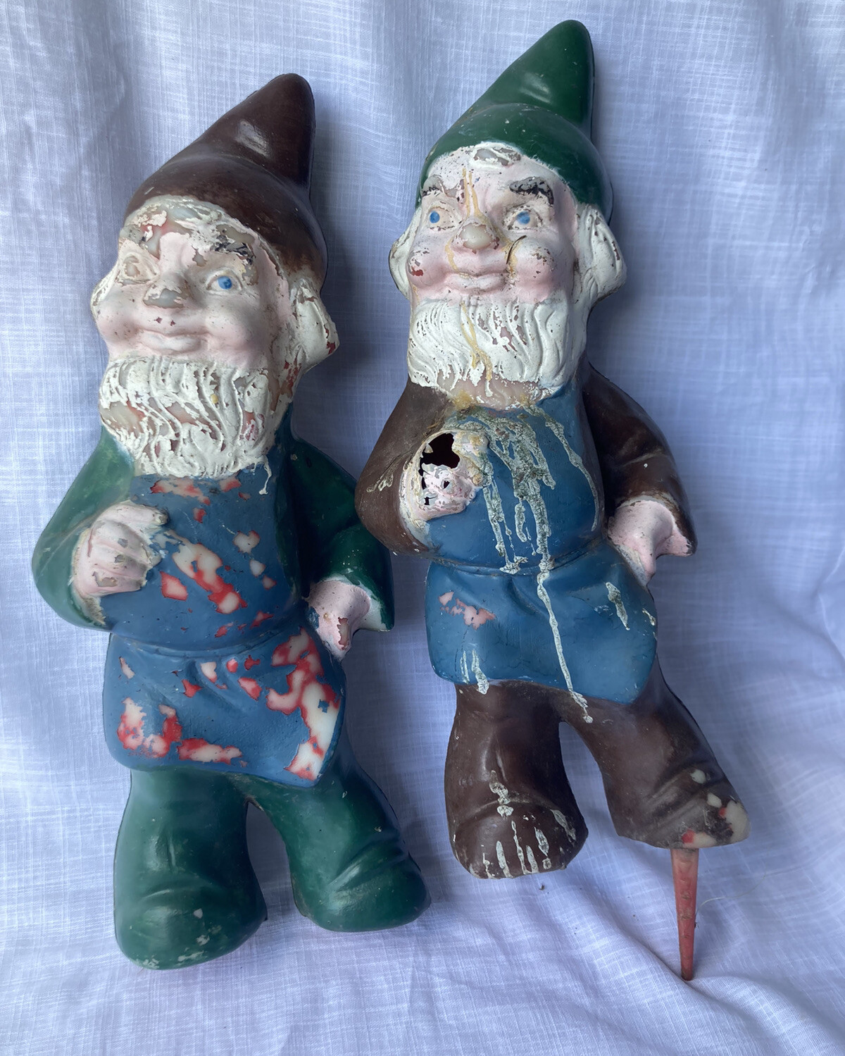 Vintage Vtg Garden Gnomes (2) Blow Mold 1980s 1970s 1960s