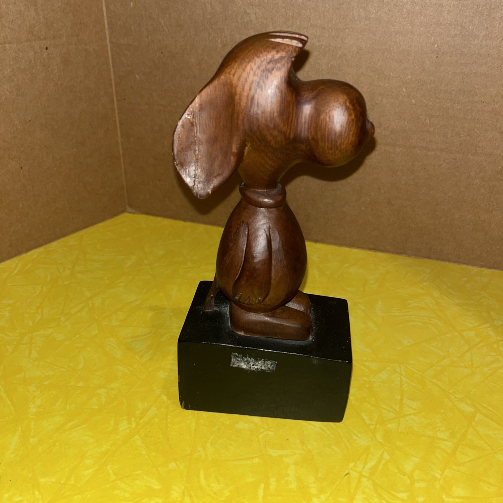 Wood Carved Snoopy I Miss You Vintage Figurine Statue Matte Wood