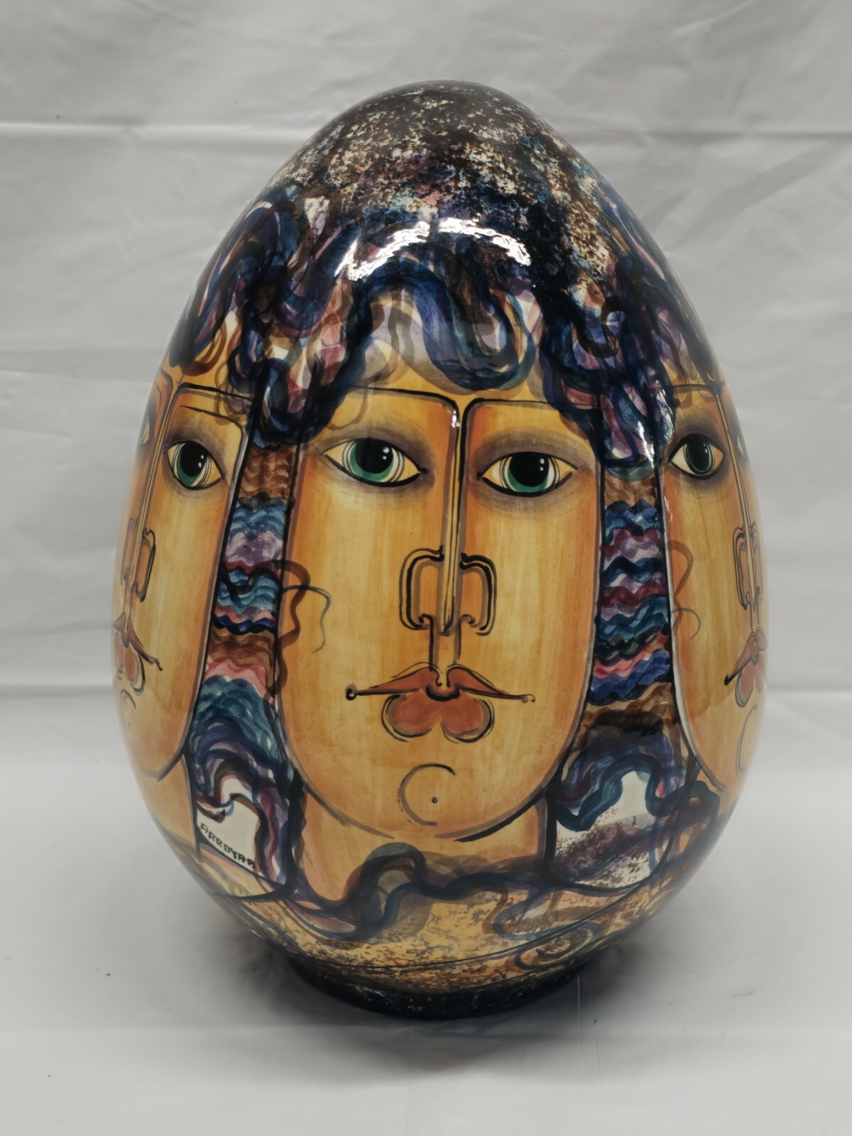 abstract pottery faces painted pottery egg