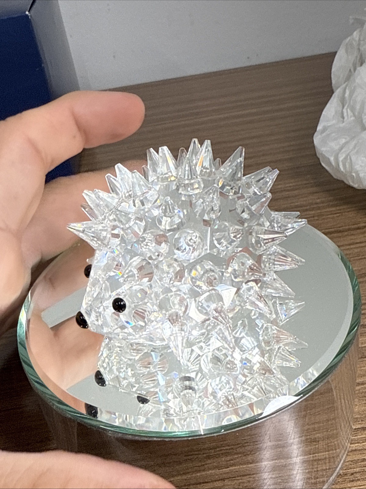 SWAROVSKI CLEAR GLASS CRYSTAL PORCUPINE FIGURINES SET OF 3